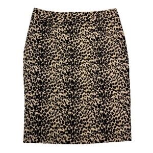 D.F.A. New York Leopard Skirt Size 10 Pencil Straight Back Slit Knee Length